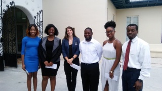 FMU students (left to right): Ta-Zaeya Jenkins, Jasmine Daniel, Maria Kecskemeti, Oliver Williams, Jezel Campbell, Jilbert Wait 