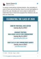 (BPRW) Barack and Michelle Obama will deliver commencement speeches for the class of 2020