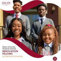 Shaw University Innovation Fellows pictured: bottom row (l to r), Janell Odom and Tamara Wood; and top row (l to r) Marc Brown and Louichard Benjamin.