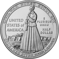 Obverse side of half dollar coin bearing the likeness of Harriet Tubman. U.S. MINT