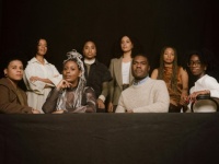 From Left to Right: Dejá Belardo, Margarita Lila Rosa, Tsige Tafesse, Carla Forbes, Meredith Breech, Gee Wesley, Imani Williford, and Jenée-Daria Strand. Photo: Naima Green