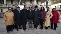 Pictured: LtoR, Tanya Bayne & Alicia Clark, Bishop James Thomas, Bishop Silvester Beaman, Prof. Ezrah Aharone, Min. Robert Muhammad, Senator Marie Pinkney, Midline Estimble and Lorraine Badley