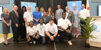 Inlet Grove Community High School students, teachers, FPL employees, elected officals and community members gather for a celebratory photo, marking the school's recognition as recipients of FPL's STEM Classroom Makeover Grant. The celebration took place o