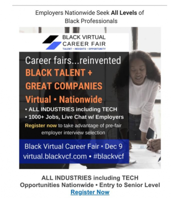 (BPRW) Nationwide Job Opportunities For Black Professionals presented by Black Virtual Career Fair | Press releases
