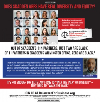 (BPRW) Rev. Al Sharpton and Citizens for a Pro-Business Delaware Expose Skadden’s Disingenuous Claims on Diversity Through Print Advertisement | Press releases